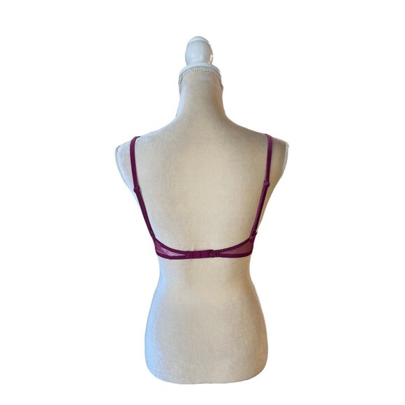 Victoria’s Secret Sexy Tee Unlined Demi Bra Velvet Lace Trim Size 32D - Picture 3 of 5